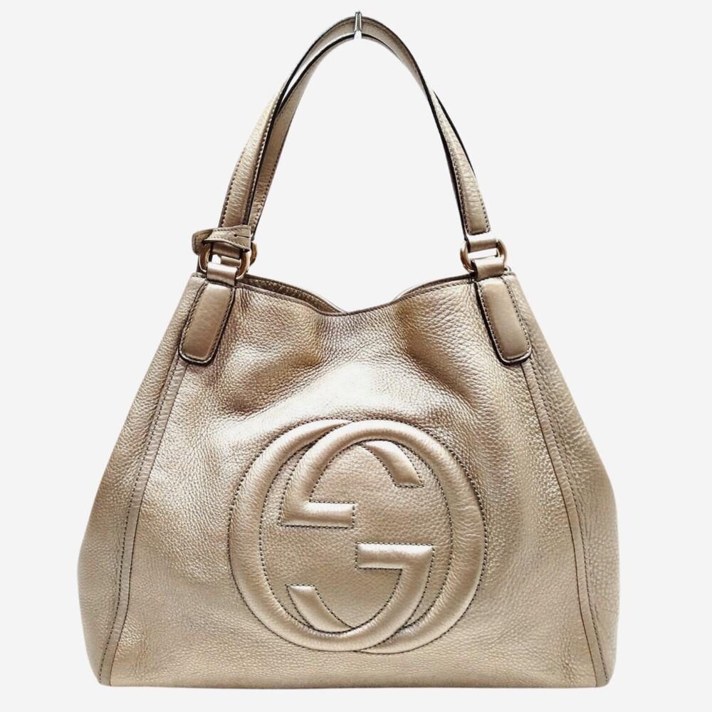 Gucci Bronze Soho Shoulder Bag in Pebbled Leather